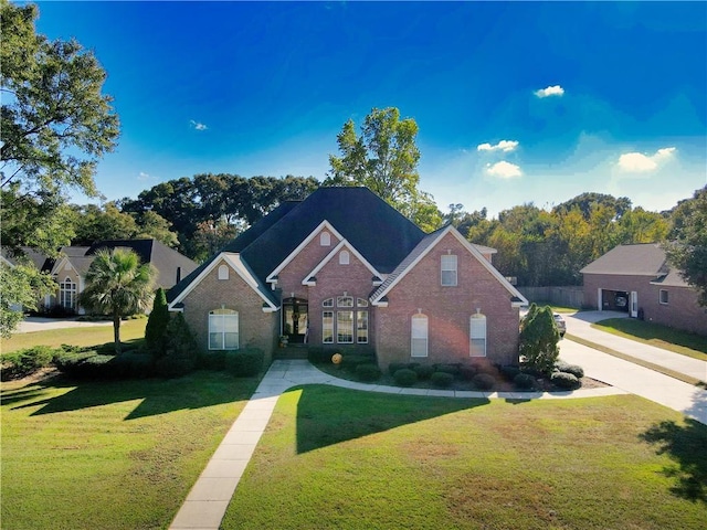 8857 Dawes Lake Rd S, Mobile, AL 36619 - traditional home with a front lawn, brick siding, and concrete driveway