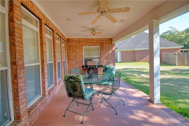 view of patio with ceiling fan