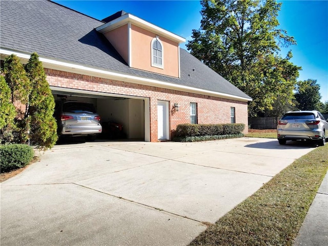 view of home's exterior with a garage