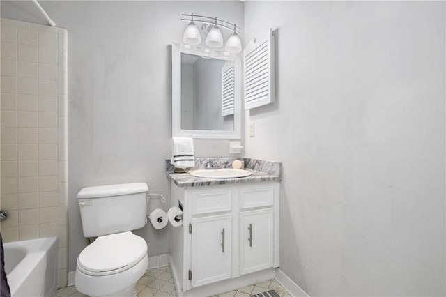 5717 Post Oak Ct, Mobile, AL 36609 - bathroom featuring vanity, toilet, and  shower combination