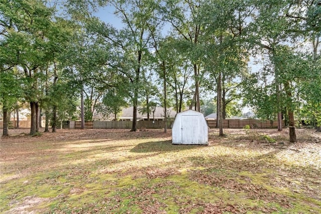 view of yard featuring a shed