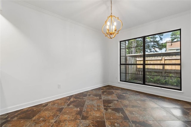 2901 Grant St Unit 601, Mobile, AL 36606 - empty room with a chandelier, ornamental molding, and stone finish flooring