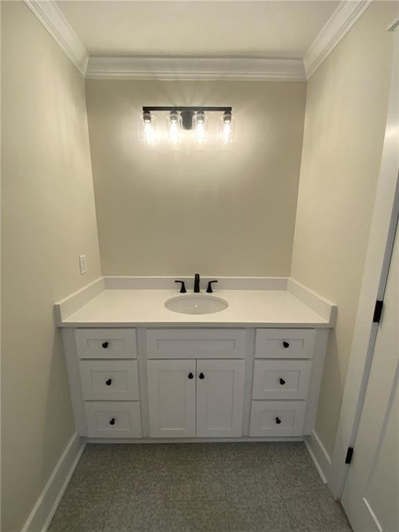 bathroom featuring vanity and ornamental molding