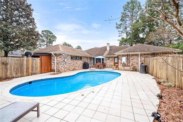 view of swimming pool with a patio area