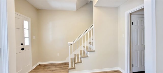 entrance foyer featuring light wood-type flooring