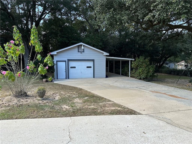 garage with a carport