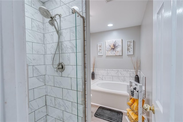 bathroom with independent shower and bath