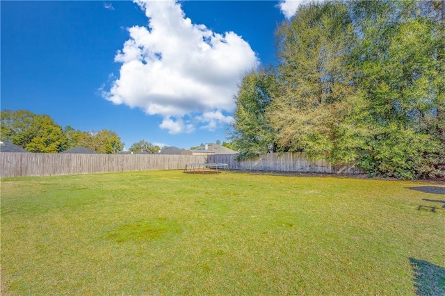 view of yard with a trampoline