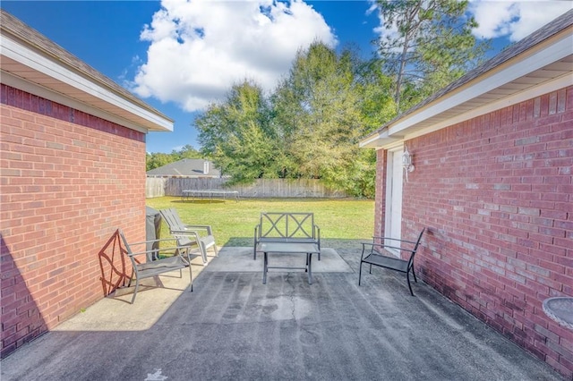 view of patio with a trampoline