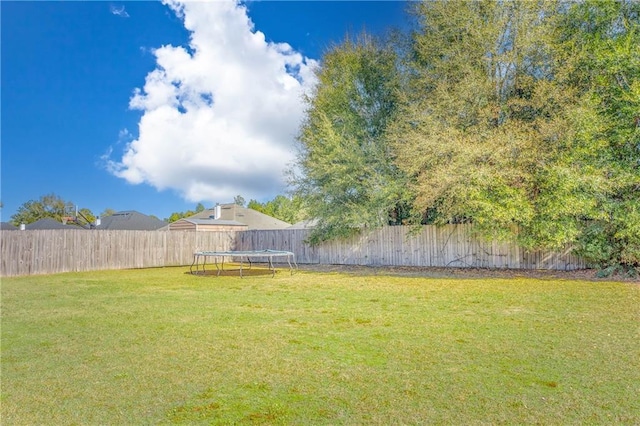 view of yard with a trampoline