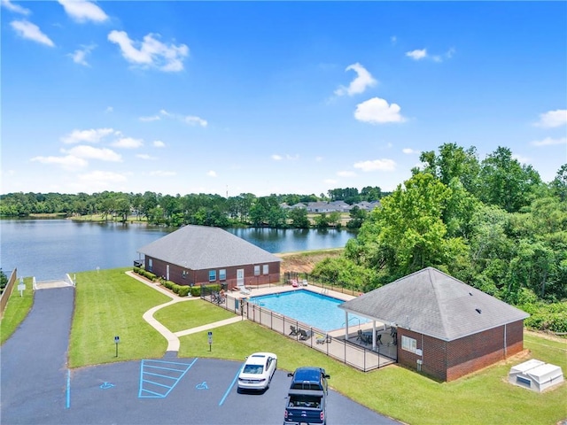 25504 Sunrise Ct, Loxley, AL 36551 - drone / aerial view of a nearby body of water and a pool area