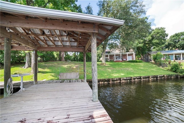 3009 Riverside Dr, Mobile, AL 36605 - dock featuring a water view and a lawn