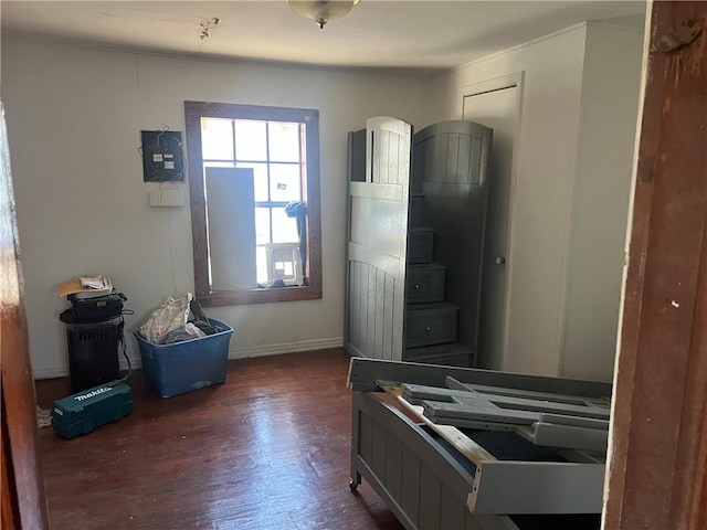 kitchen with dark hardwood / wood-style flooring