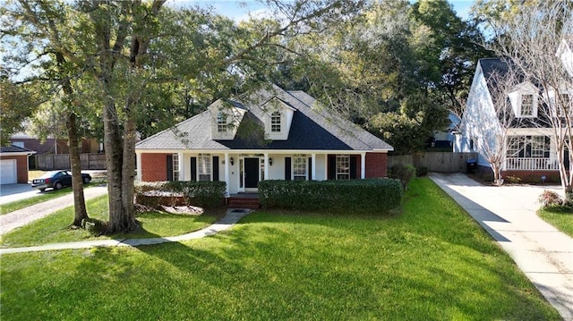 view of front facade with a front yard and a porch