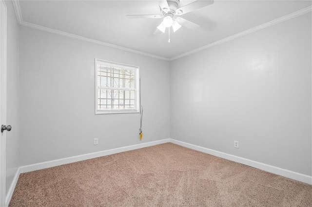 4010 Cresthaven Rd, Mobile, AL 36609 - spare room with carpet flooring, crown molding, baseboards, and a ceiling fan