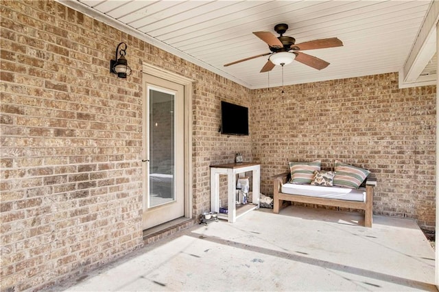 view of patio with ceiling fan