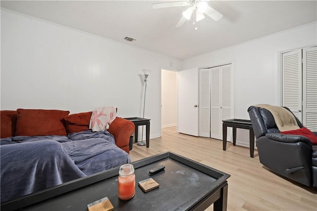 5554 Racine Ave, Mobile, AL 36618 - living area with light wood-type flooring and ceiling fan