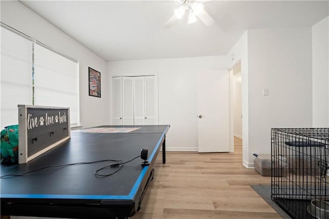 5554 Racine Ave, Mobile, AL 36618 - game room with a ceiling fan and light wood-style flooring