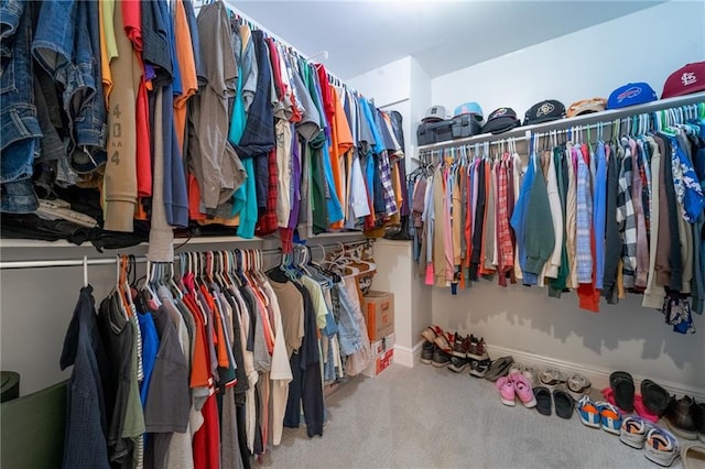 spacious closet featuring carpet floors