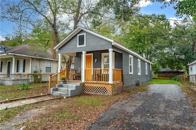 bungalow featuring a porch