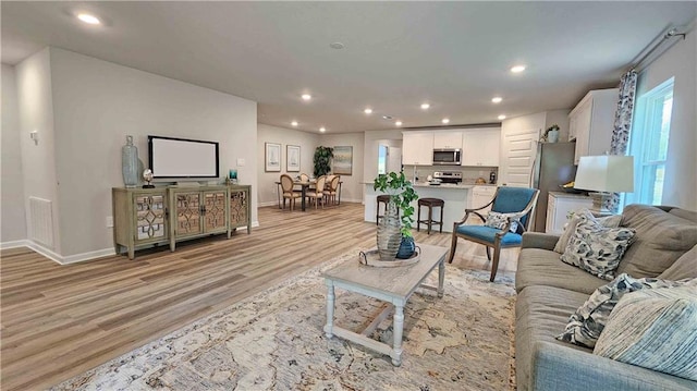 living room featuring light hardwood / wood-style flooring