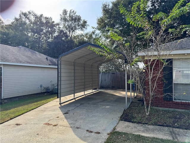 view of parking with a carport