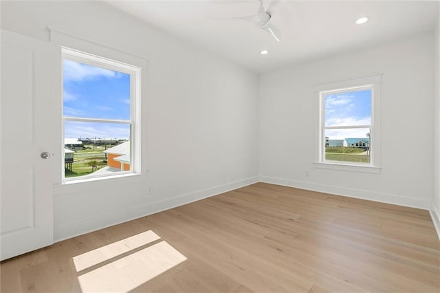 2626 Bridgeview Dr, Dauphin Island, AL 36528 - spare room featuring light wood-style flooring, recessed lighting, and ceiling fan