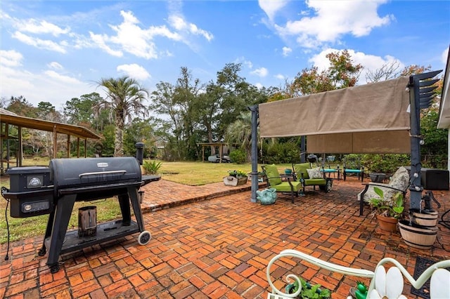 view of patio featuring grilling area