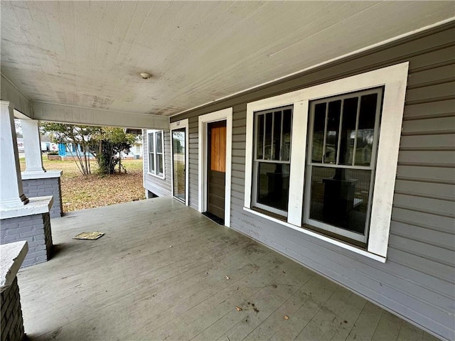 wooden deck with covered porch