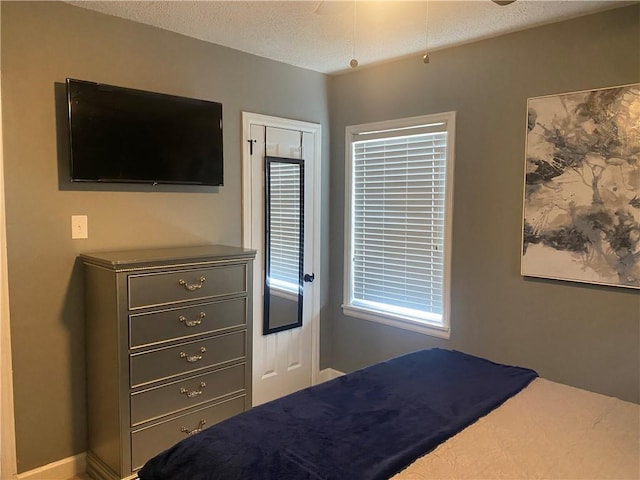 bedroom featuring a textured ceiling