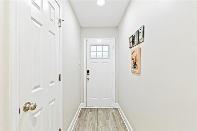 entryway with light wood-type flooring