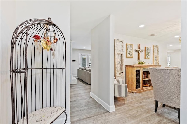 entrance foyer with light hardwood / wood-style flooring