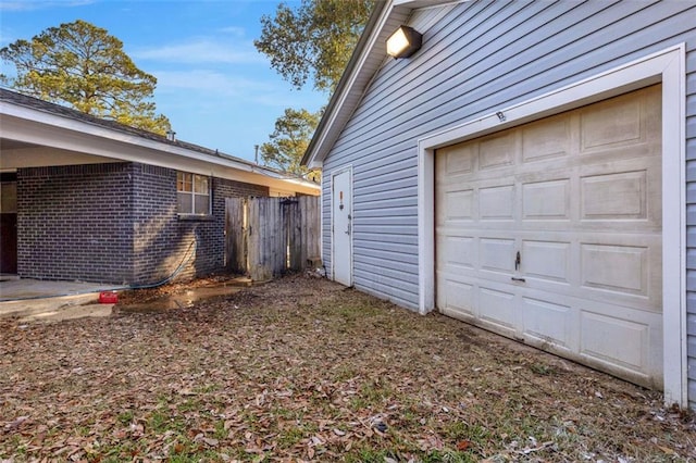 exterior space with a garage