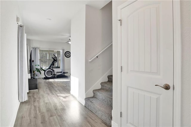 hall featuring light hardwood / wood-style flooring