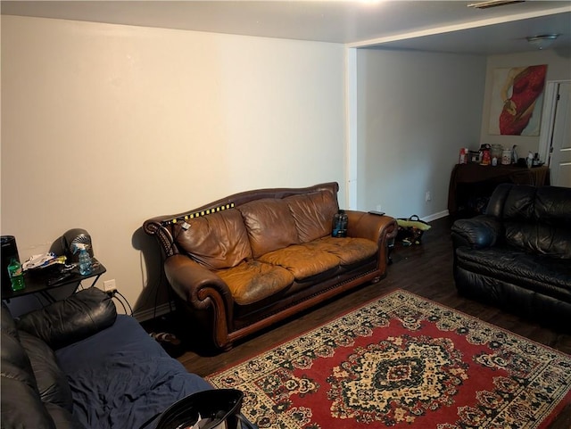 living room with hardwood / wood-style flooring