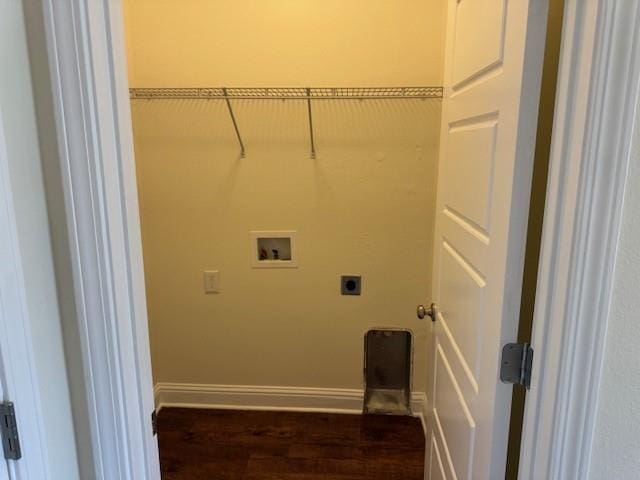 6857 Spaniel Dr Unit A, Daphne, AL 36527 - laundry room featuring electric dryer hookup, wood finished floors, baseboards, and hookup for a washing machine