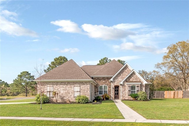 view of front facade featuring a front yard