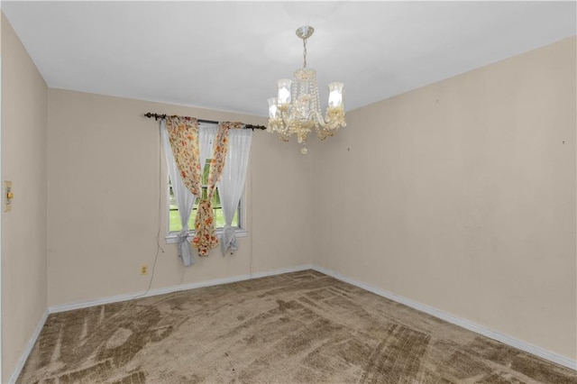 1259 Marietta Dr W, Mobile, AL 36618 - spare room featuring a chandelier and carpet floors
