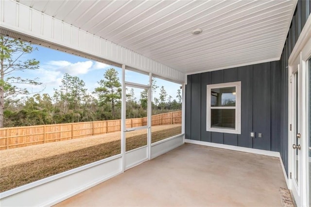 view of unfurnished sunroom