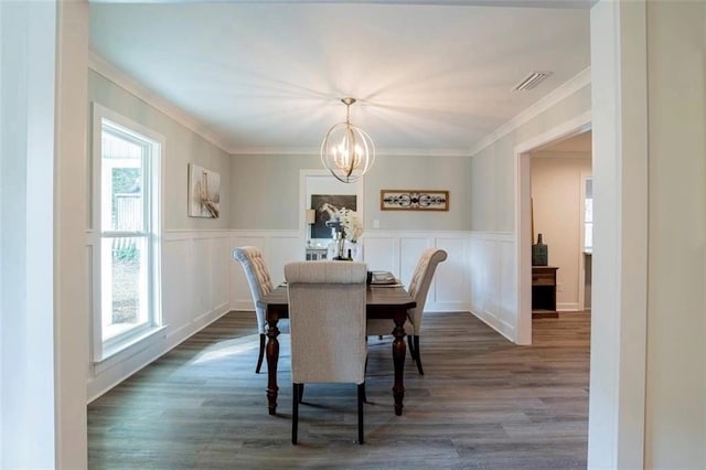 2305 Cedar Ky, Mobile, AL 36695 - dining room featuring an inviting chandelier, plenty of natural light, ornamental molding, and visible vents