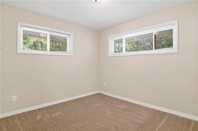 carpeted empty room with plenty of natural light and baseboards