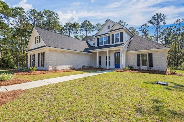 view of front of property with a front lawn