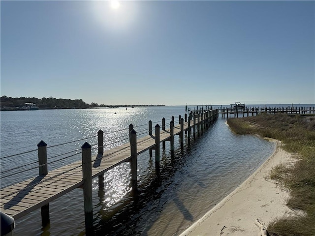 view of dock featuring a water view