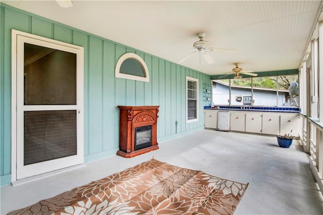 view of patio / terrace with ceiling fan