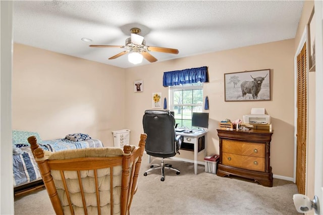 8717 Louis Poiroux Rd N, Theodore, AL 36582 - carpeted home office featuring ceiling fan and baseboards