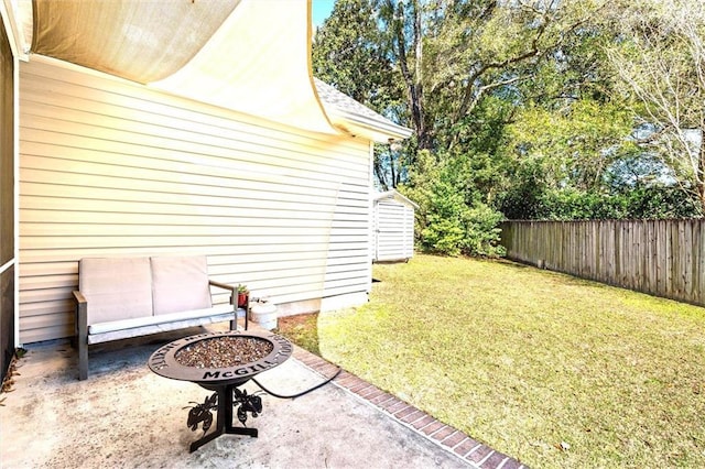 view of yard with a patio and fence