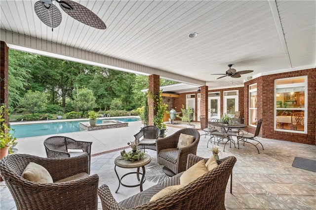 10188 Rosewood Ln, Daphne, AL 36526 - view of patio featuring a ceiling fan, an outdoor living space, an outdoor pool, and outdoor dining area