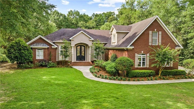 10188 Rosewood Ln, Daphne, AL 36526 - view of front of home featuring brick siding, a front yard, and french doors