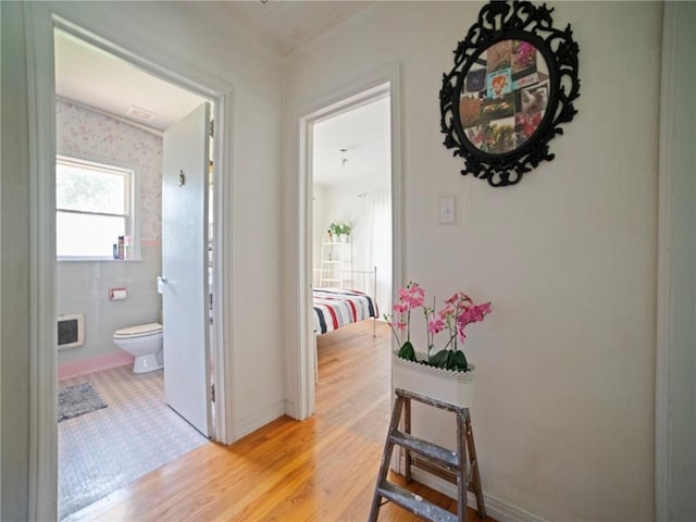 hall featuring light hardwood / wood-style flooring