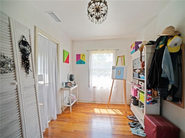 interior space with hardwood / wood-style flooring